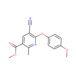 COC(=O)c1cc(C#N)c(Oc2ccc(OC)cc2)nc1C ZINC000001382955
