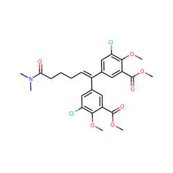 COC(=O)c1cc(C(=CCCCC(=O)N(C)C)c2cc(Cl)c(OC)c(C(=O)OC)c2)cc(Cl)c1OC ZINC000014943811