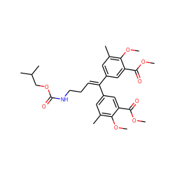 COC(=O)c1cc(C(=CCCNC(=O)OCC(C)C)c2cc(C)c(OC)c(C(=O)OC)c2)cc(C)c1OC ZINC000013558590