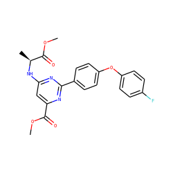 COC(=O)c1cc(N[C@@H](C)C(=O)OC)nc(-c2ccc(Oc3ccc(F)cc3)cc2)n1 ZINC000142347974
