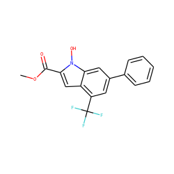 COC(=O)c1cc2c(C(F)(F)F)cc(-c3ccccc3)cc2n1O ZINC000146883754