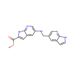COC(=O)c1cc2cc(NCc3cnc4[nH]ccc4c3)cnc2[nH]1 ZINC000148958334