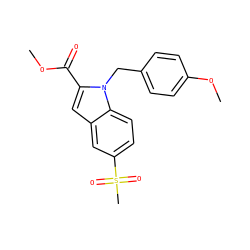 COC(=O)c1cc2cc(S(C)(=O)=O)ccc2n1Cc1ccc(OC)cc1 ZINC000013472843