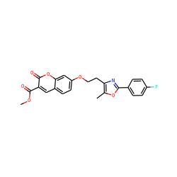 COC(=O)c1cc2ccc(OCCc3nc(-c4ccc(F)cc4)oc3C)cc2oc1=O ZINC000040407795