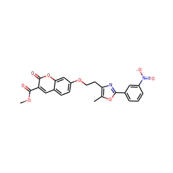 COC(=O)c1cc2ccc(OCCc3nc(-c4cccc([N+](=O)[O-])c4)oc3C)cc2oc1=O ZINC000040915572