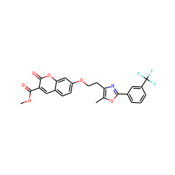 COC(=O)c1cc2ccc(OCCc3nc(-c4cccc(C(F)(F)F)c4)oc3C)cc2oc1=O ZINC000040915937