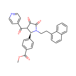 COC(=O)c1ccc([C@H]2C(C(=O)c3ccncc3)C(=O)C(=O)N2CCc2cccc3ccccc23)cc1 ZINC000143573855