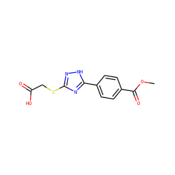 COC(=O)c1ccc(-c2nc(SCC(=O)O)n[nH]2)cc1 ZINC000219725378