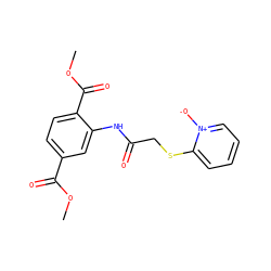 COC(=O)c1ccc(C(=O)OC)c(NC(=O)CSc2cccc[n+]2[O-])c1 ZINC000003298109