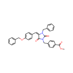 COC(=O)c1ccc(CN2C(=O)/C(=C\c3ccc(OCc4ccccc4)cc3)N(Cc3ccccc3)C2=O)cc1 ZINC000473146889