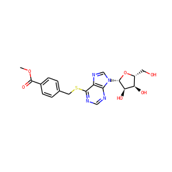 COC(=O)c1ccc(CSc2ncnc3c2ncn3[C@@H]2O[C@H](CO)[C@@H](O)[C@H]2O)cc1 ZINC000013560341