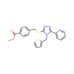 COC(=O)c1ccc(CSc2nnc(-c3ccccn3)n2Cc2cccs2)cc1 ZINC000066129327
