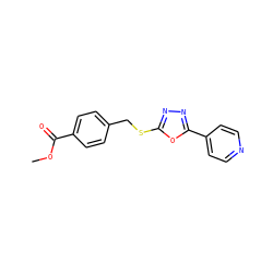COC(=O)c1ccc(CSc2nnc(-c3ccncc3)o2)cc1 ZINC000000462682