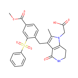 COC(=O)c1ccc(Cc2c3c(n(CC(=O)O)c2C)CCNC3=O)c(S(=O)(=O)c2ccccc2)c1 ZINC000205452702
