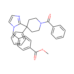 COC(=O)c1ccc(Cn2ccnc2C2(c3ccccc3)CCN(C(=O)c3ccccc3)CC2)cc1 ZINC000028822950