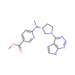 COC(=O)c1ccc(N(C)[C@@H]2CCN(c3ncnc4[nH]ccc34)C2)nc1 ZINC000141927317