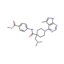 COC(=O)c1ccc(NC(=O)C2(CN(C)C)CCN(c3ncnc4[nH]cc(C)c34)CC2)cc1 ZINC000473115427