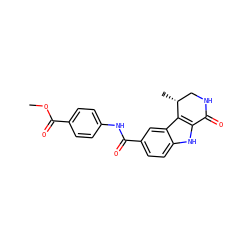 COC(=O)c1ccc(NC(=O)c2ccc3[nH]c4c(c3c2)[C@H](C)CNC4=O)cc1 ZINC000028902168