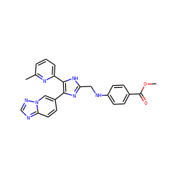COC(=O)c1ccc(NCc2nc(-c3ccc4ncnn4c3)c(-c3cccc(C)n3)[nH]2)cc1 ZINC000113391386