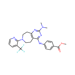 COC(=O)c1ccc(Nc2nc(N(C)C)nc3c2CCN(c2ncccc2C(F)(F)F)CC3)cc1 ZINC000144873136