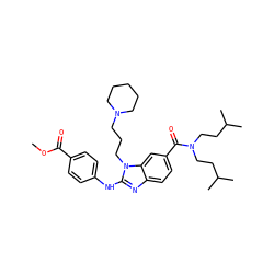 COC(=O)c1ccc(Nc2nc3ccc(C(=O)N(CCC(C)C)CCC(C)C)cc3n2CCCN2CCCCC2)cc1 ZINC000028823413