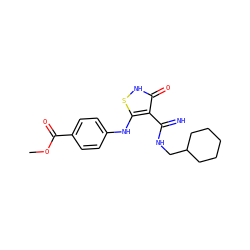 COC(=O)c1ccc(Nc2s[nH]c(=O)c2C(=N)NCC2CCCCC2)cc1 ZINC000101087875