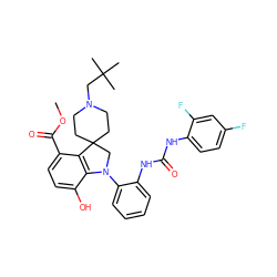 COC(=O)c1ccc(O)c2c1C1(CCN(CC(C)(C)C)CC1)CN2c1ccccc1NC(=O)Nc1ccc(F)cc1F ZINC000221967117