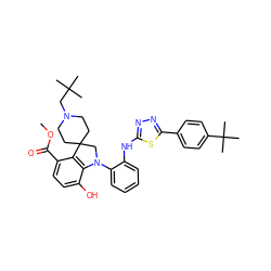 COC(=O)c1ccc(O)c2c1C1(CCN(CC(C)(C)C)CC1)CN2c1ccccc1Nc1nnc(-c2ccc(C(C)(C)C)cc2)s1 ZINC000169347489