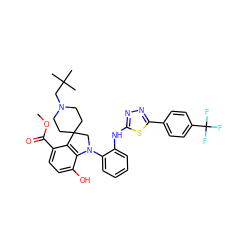 COC(=O)c1ccc(O)c2c1C1(CCN(CC(C)(C)C)CC1)CN2c1ccccc1Nc1nnc(-c2ccc(C(F)(F)F)cc2)s1 ZINC000221182509