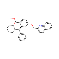 COC(=O)c1ccc(OCc2ccc3ccccc3n2)cc1[C@@H](c1ccccc1)C1CCCCC1 ZINC000084653753