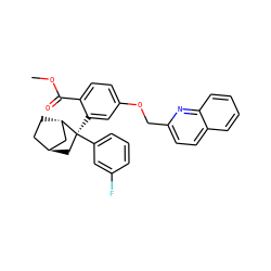 COC(=O)c1ccc(OCc2ccc3ccccc3n2)cc1[C@]1(c2cccc(F)c2)C[C@H]2CC[C@H]1C2 ZINC000101508195