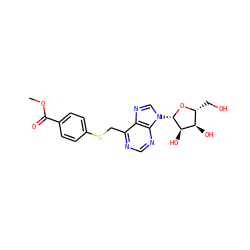COC(=O)c1ccc(SCc2ncnc3c2ncn3[C@@H]2O[C@H](CO)[C@@H](O)[C@H]2O)cc1 ZINC000029058807
