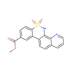 COC(=O)c1ccc2c(c1)-c1ccc3cccnc3c1NS2(=O)=O ZINC000141819596