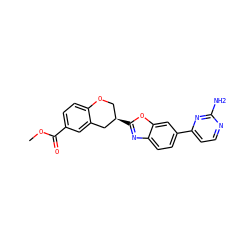 COC(=O)c1ccc2c(c1)C[C@H](c1nc3ccc(-c4ccnc(N)n4)cc3o1)CO2 ZINC000040873669