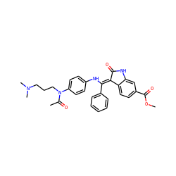 COC(=O)c1ccc2c(c1)NC(=O)/C2=C(\Nc1ccc(N(CCCN(C)C)C(C)=O)cc1)c1ccccc1 ZINC000040431008