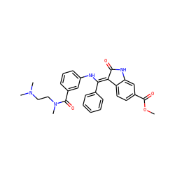 COC(=O)c1ccc2c(c1)NC(=O)/C2=C(\Nc1cccc(C(=O)N(C)CCN(C)C)c1)c1ccccc1 ZINC000040943088