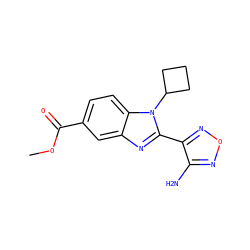 COC(=O)c1ccc2c(c1)nc(-c1nonc1N)n2C1CCC1 ZINC000049033624