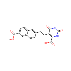 COC(=O)c1ccc2cc(CCc3c(C(=O)O)[nH]c(=O)[nH]c3=O)ccc2c1 ZINC000098209564