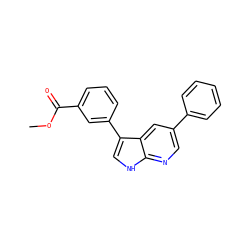 COC(=O)c1cccc(-c2c[nH]c3ncc(-c4ccccc4)cc23)c1 ZINC001772588573