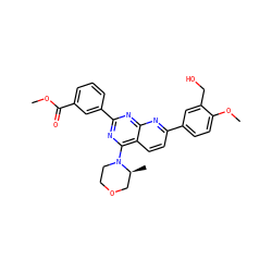 COC(=O)c1cccc(-c2nc(N3CCOC[C@@H]3C)c3ccc(-c4ccc(OC)c(CO)c4)nc3n2)c1 ZINC000168796864