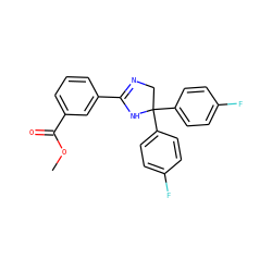 COC(=O)c1cccc(C2=NCC(c3ccc(F)cc3)(c3ccc(F)cc3)N2)c1 ZINC000040431116