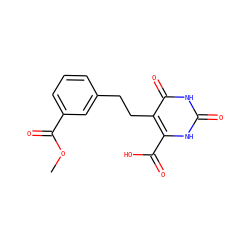 COC(=O)c1cccc(CCc2c(C(=O)O)[nH]c(=O)[nH]c2=O)c1 ZINC000098209570
