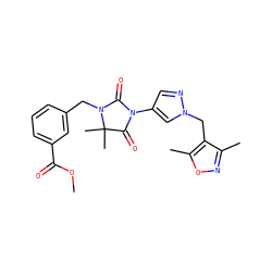 COC(=O)c1cccc(CN2C(=O)N(c3cnn(Cc4c(C)noc4C)c3)C(=O)C2(C)C)c1 ZINC000116673826
