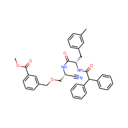 COC(=O)c1cccc(COC[C@@H](C#N)NC(=O)[C@H](Cc2cccc(C)c2)NC(=O)C(c2ccccc2)c2ccccc2)c1 ZINC000027519901