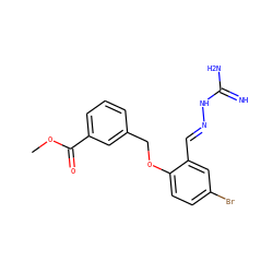 COC(=O)c1cccc(COc2ccc(Br)cc2/C=N/NC(=N)N)c1 ZINC000028888614