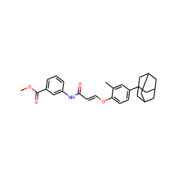 COC(=O)c1cccc(NC(=O)/C=C/Oc2ccc(C34CC5CC(CC(C5)C3)C4)cc2C)c1 ZINC000095579173