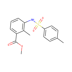 COC(=O)c1cccc(NS(=O)(=O)c2ccc(C)cc2)c1C ZINC000000562770