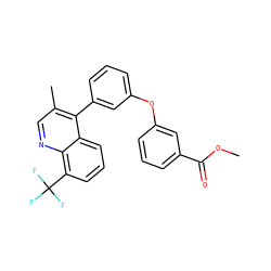 COC(=O)c1cccc(Oc2cccc(-c3c(C)cnc4c(C(F)(F)F)cccc34)c2)c1 ZINC000045353652