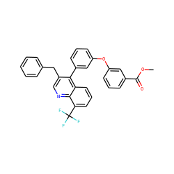 COC(=O)c1cccc(Oc2cccc(-c3c(Cc4ccccc4)cnc4c(C(F)(F)F)cccc34)c2)c1 ZINC000040401563