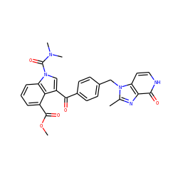 COC(=O)c1cccc2c1c(C(=O)c1ccc(Cn3c(C)nc4c(=O)[nH]ccc43)cc1)cn2C(=O)N(C)C ZINC000013776688